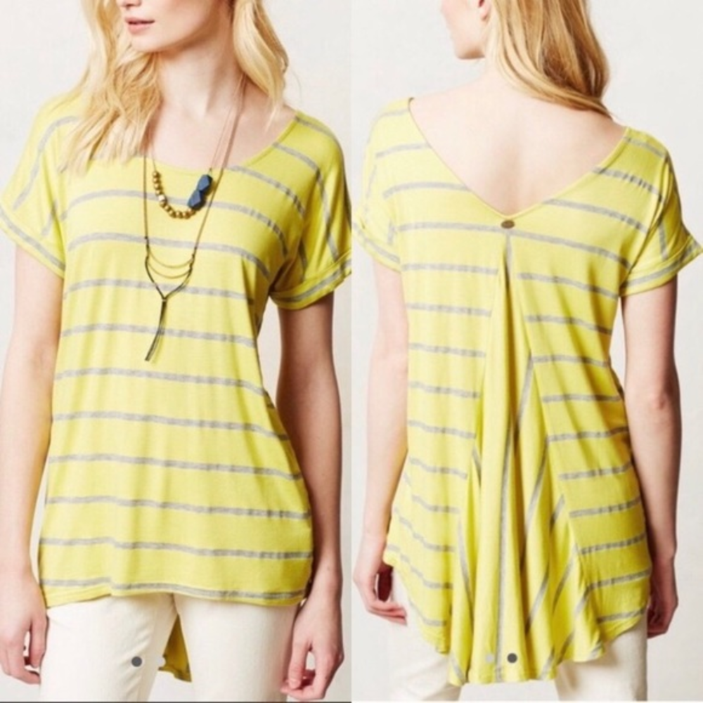 Anthropologie Pure + Good Yellow‎ Striped Tee xs